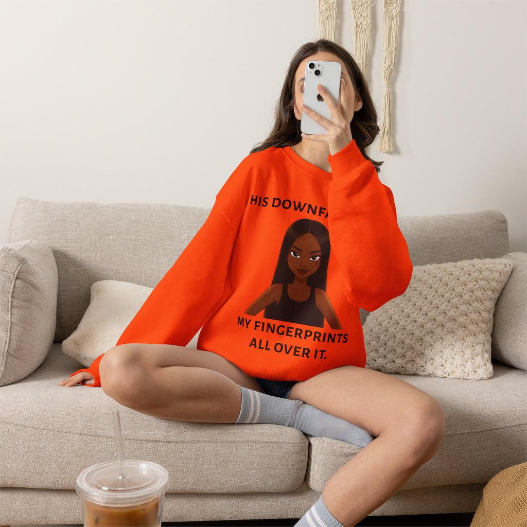 "his downfall" Graphic Crewneck Sweatshirt