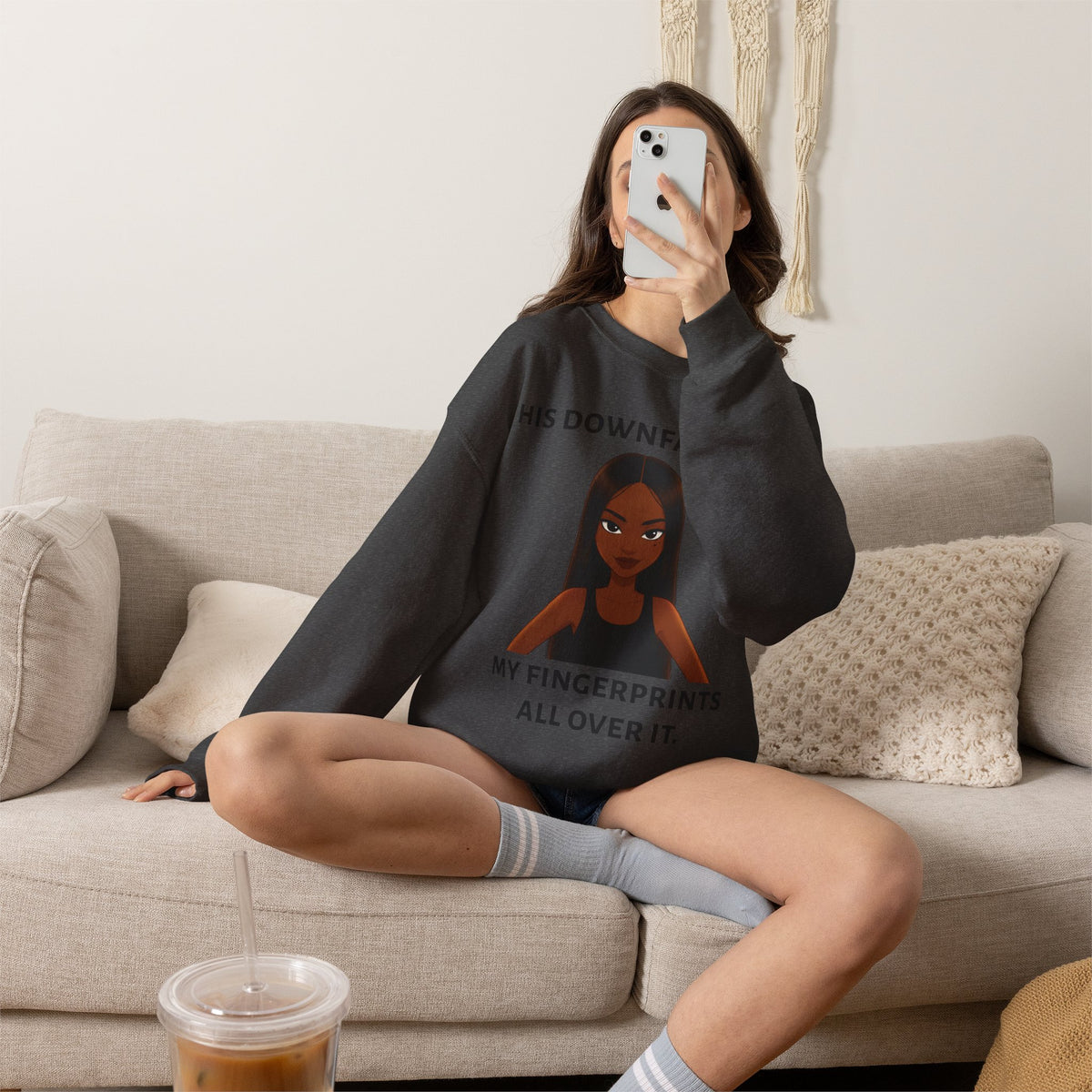 "his downfall" Graphic Crewneck Sweatshirt