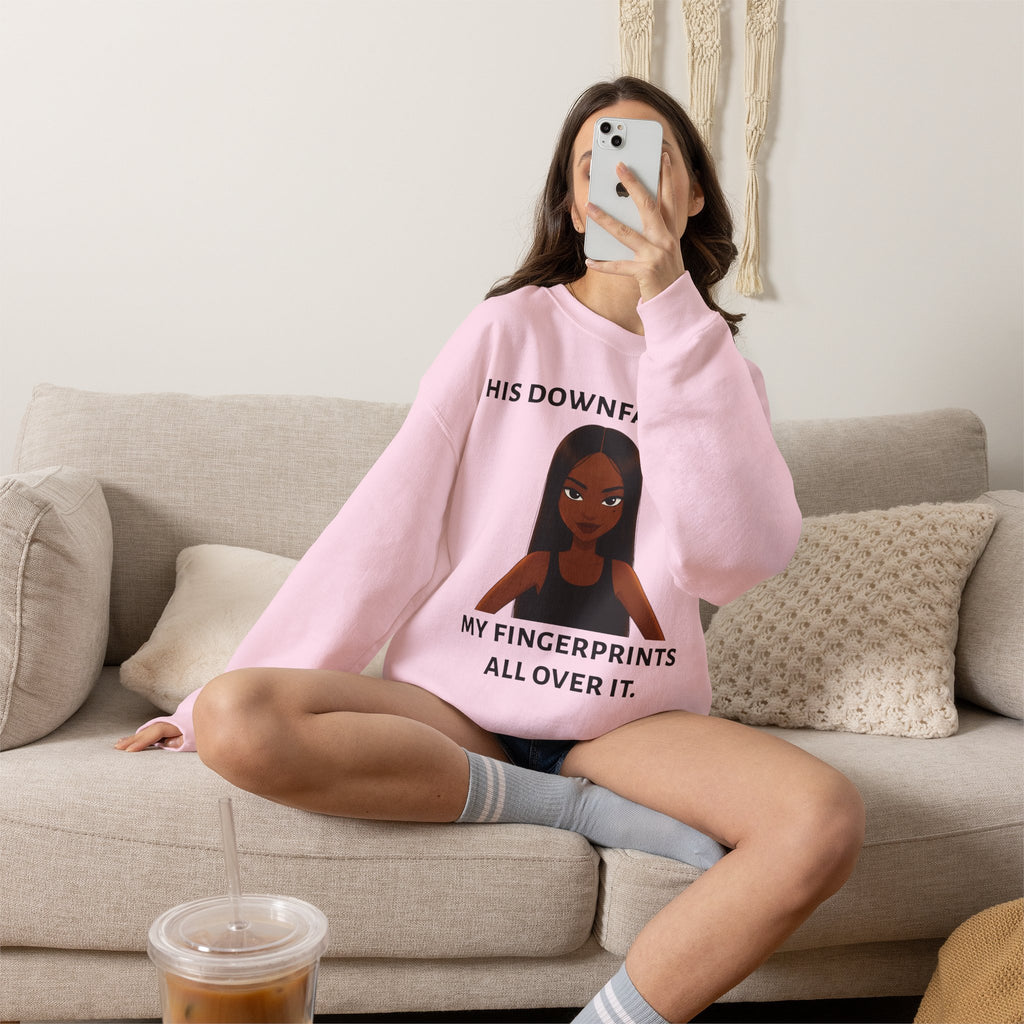"his downfall" Graphic Crewneck Sweatshirt