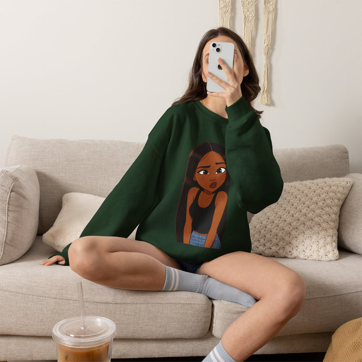 "???" Graphic Crewneck Sweatshirt