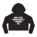 "Becoming Her." Cropped Hooded Sweatshirt