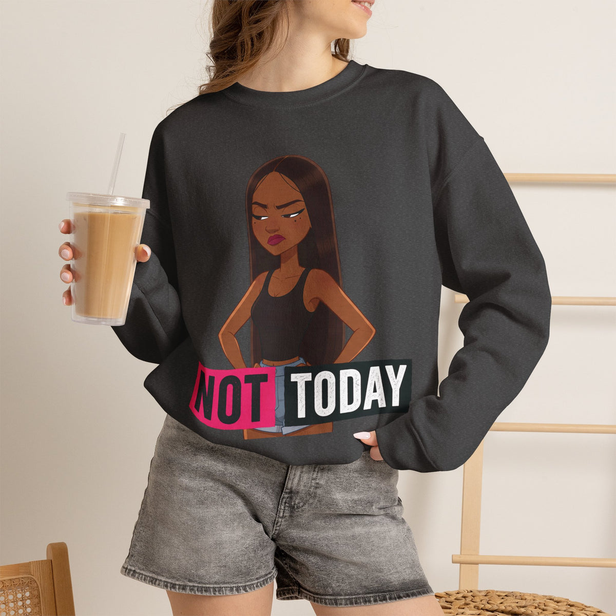 "Not Today" Graphic Crewneck Sweatshirt