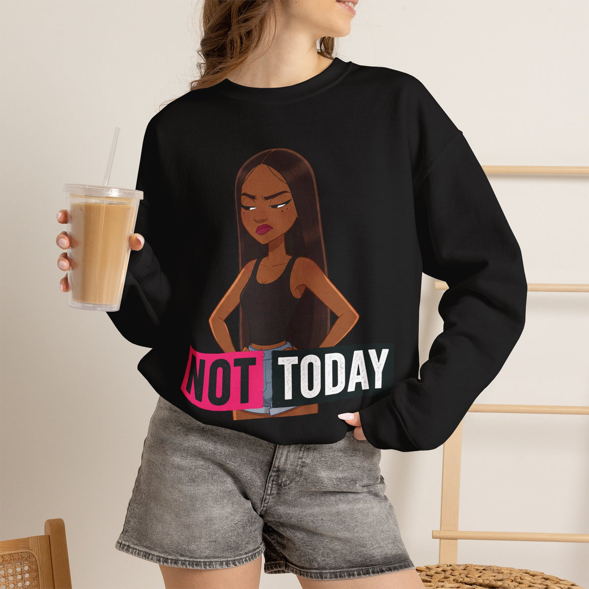 "Not Today" Graphic Crewneck Sweatshirt