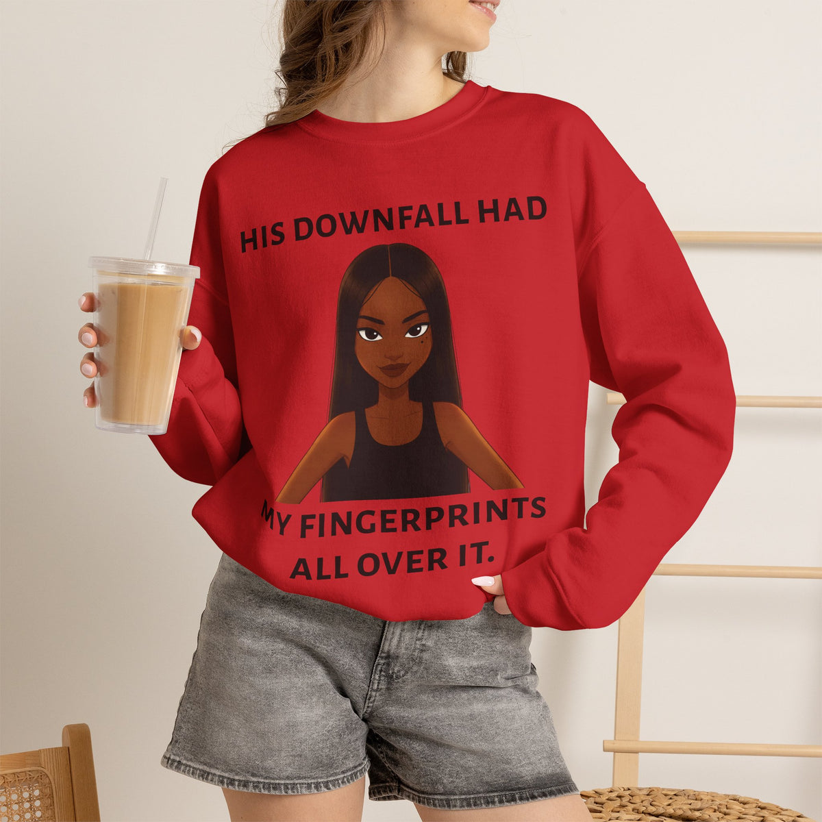 "his downfall" Graphic Crewneck Sweatshirt