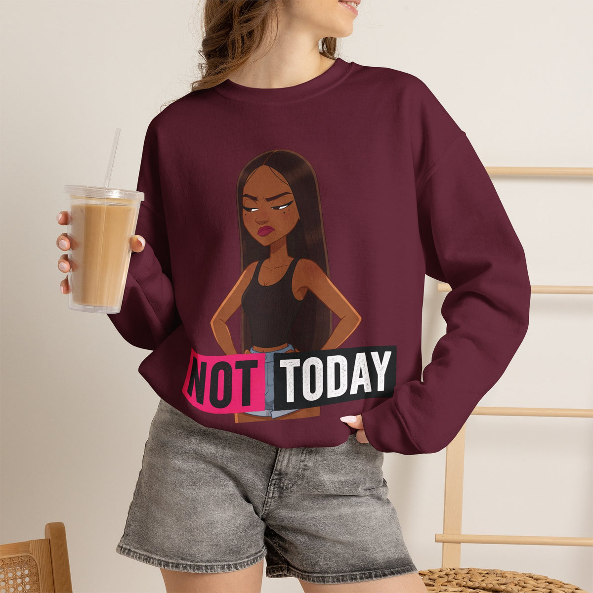 "Not Today" Graphic Crewneck Sweatshirt