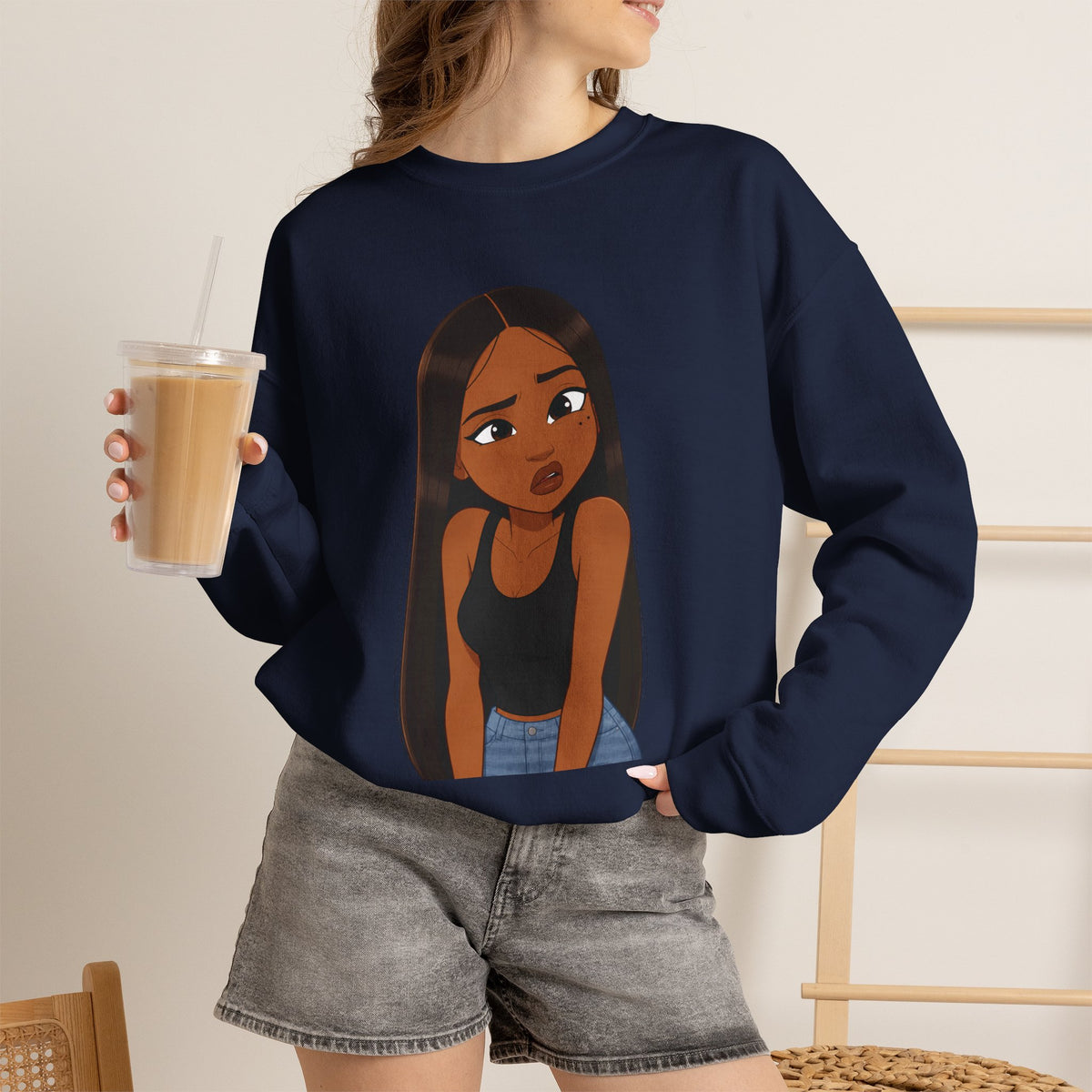 "???" Graphic Crewneck Sweatshirt
