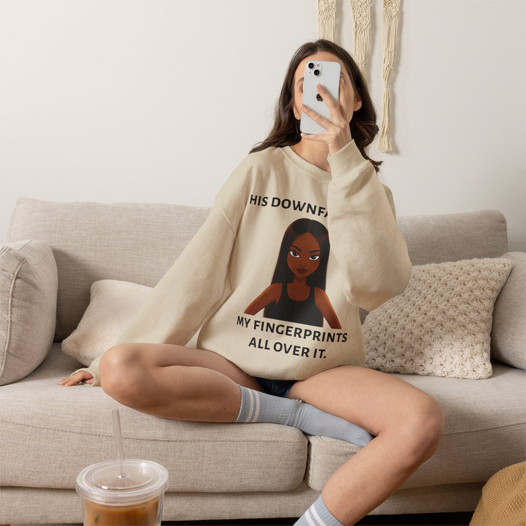 "his downfall" Graphic Crewneck Sweatshirt