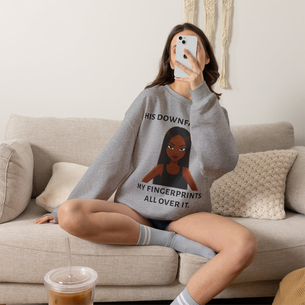 "his downfall" Graphic Crewneck Sweatshirt