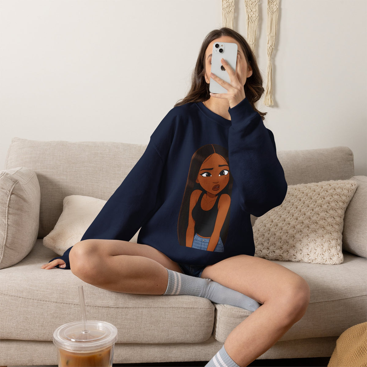 "???" Graphic Crewneck Sweatshirt