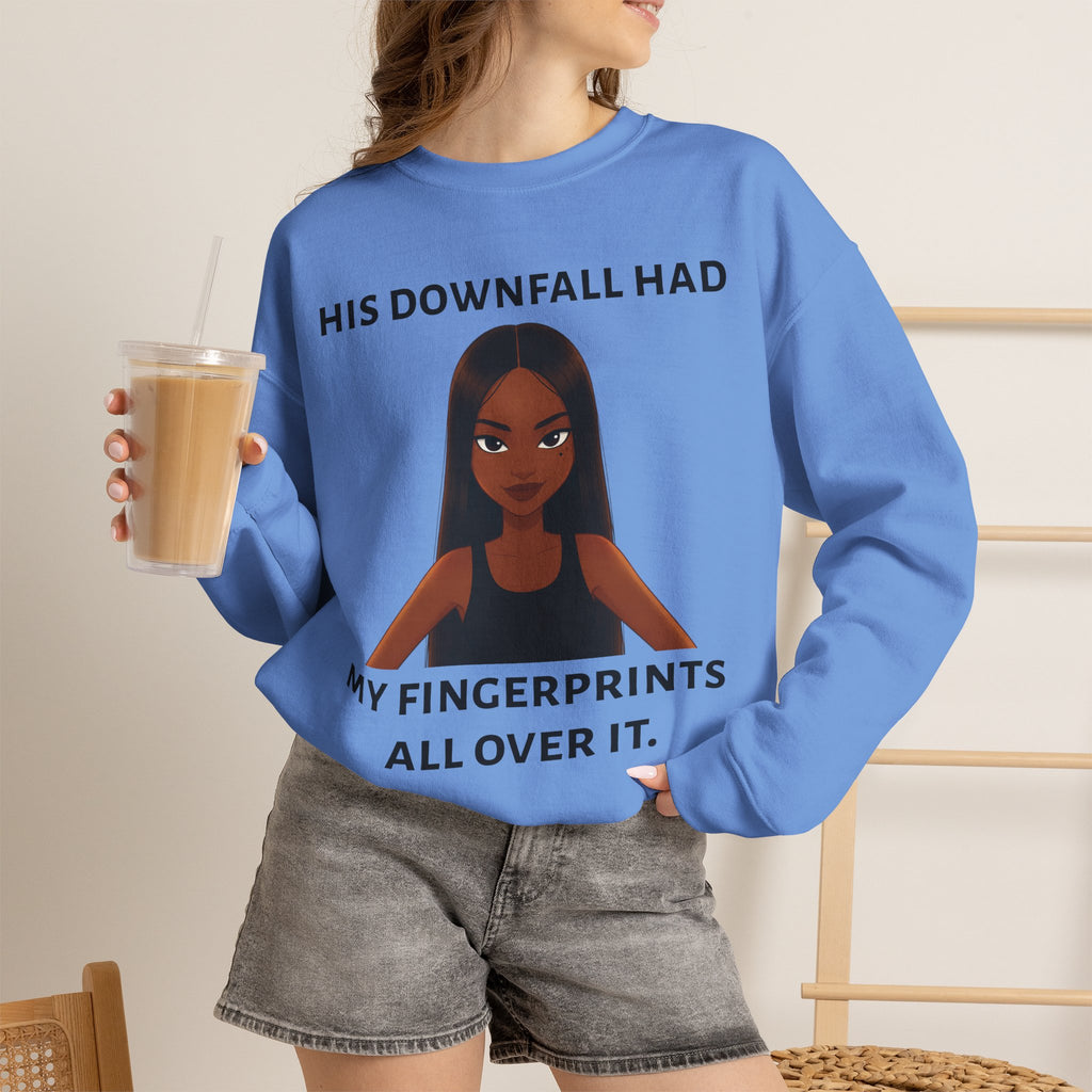 "his downfall" Graphic Crewneck Sweatshirt