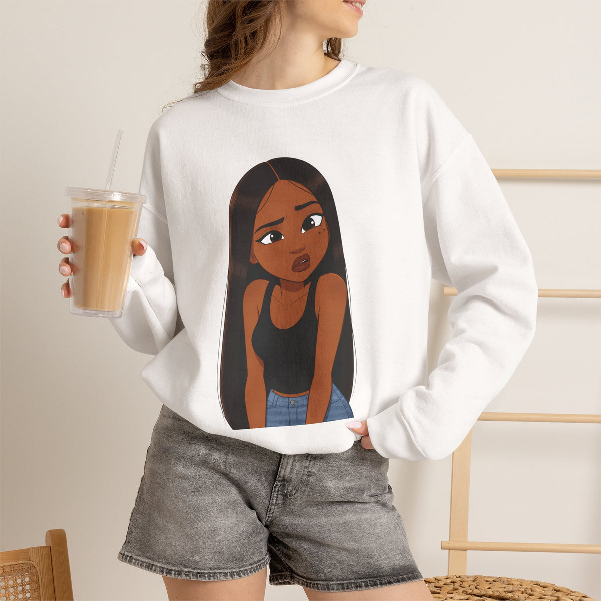 "???" Graphic Crewneck Sweatshirt