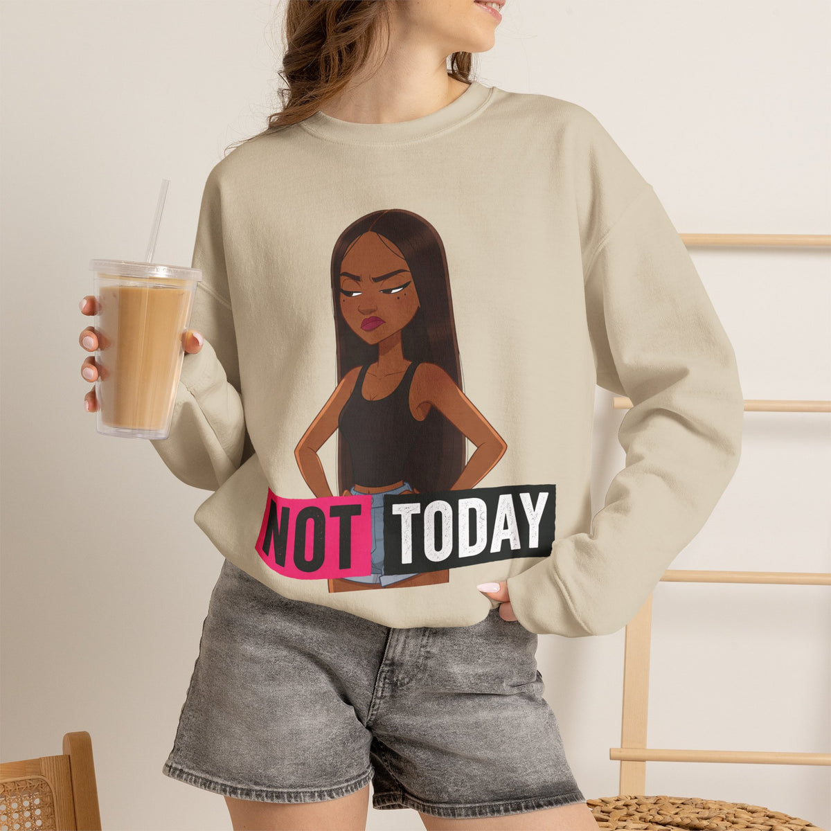 "Not Today" Graphic Crewneck Sweatshirt