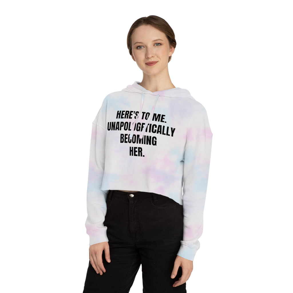 "Becoming Her." Cropped Hooded Sweatshirt