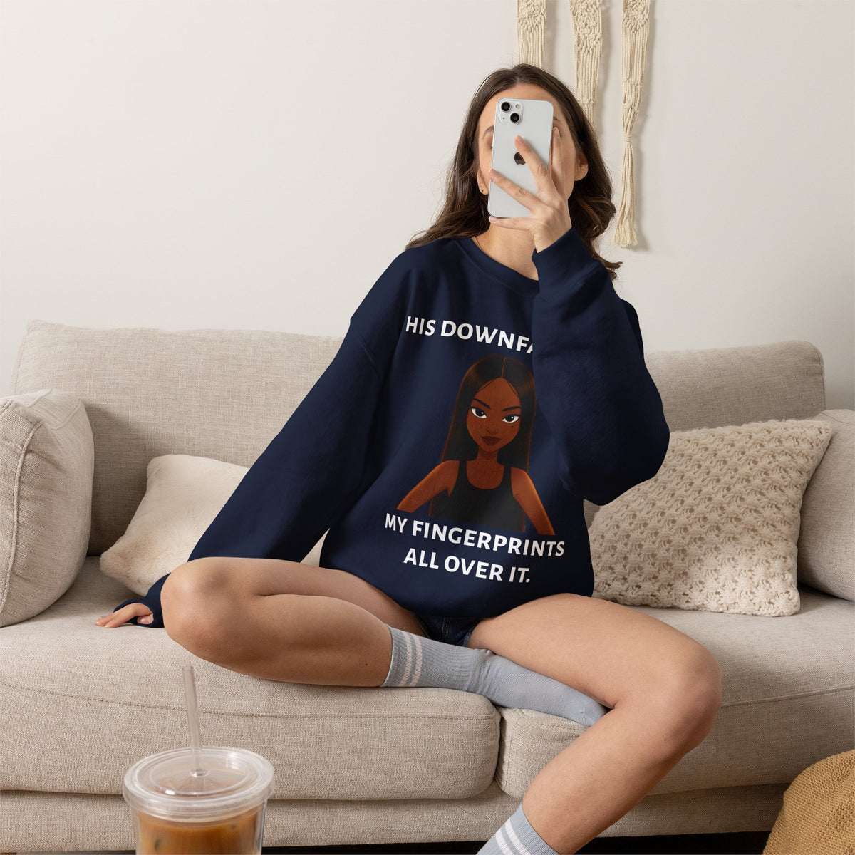 "his downfall" Graphic Crewneck Sweatshirt