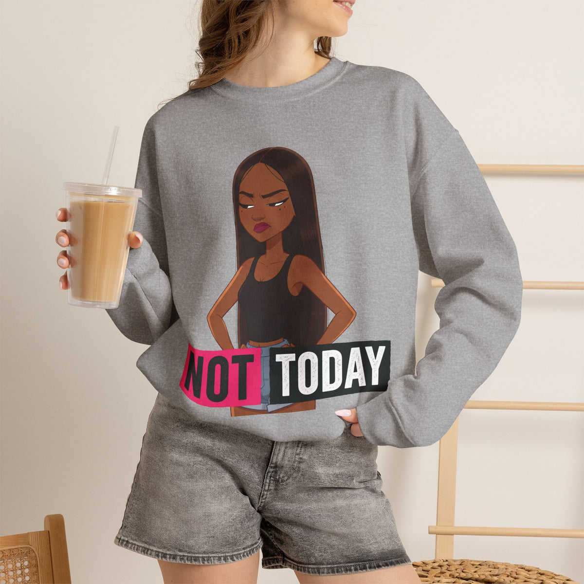 "Not Today" Graphic Crewneck Sweatshirt