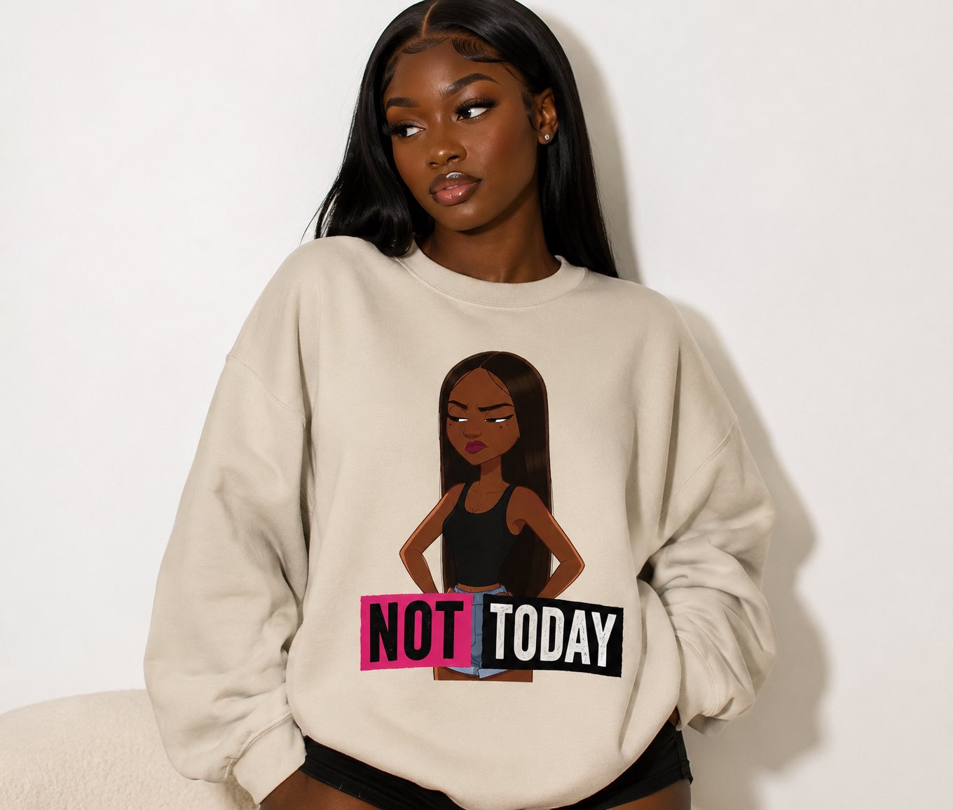 "Not Today" Graphic Crewneck Sweatshirt