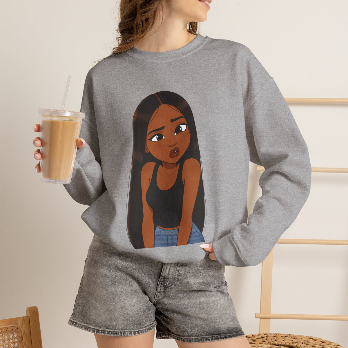 "???" Graphic Crewneck Sweatshirt