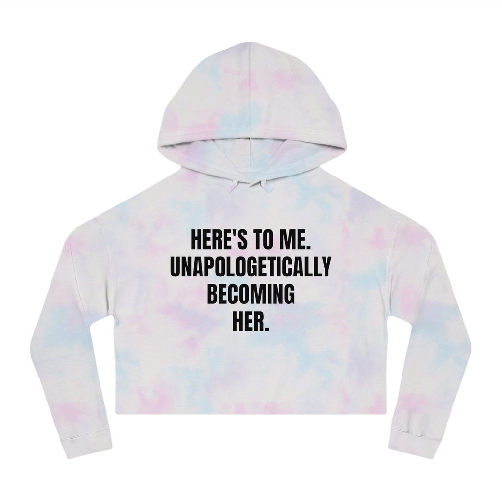 "Becoming Her." Cropped Hooded Sweatshirt