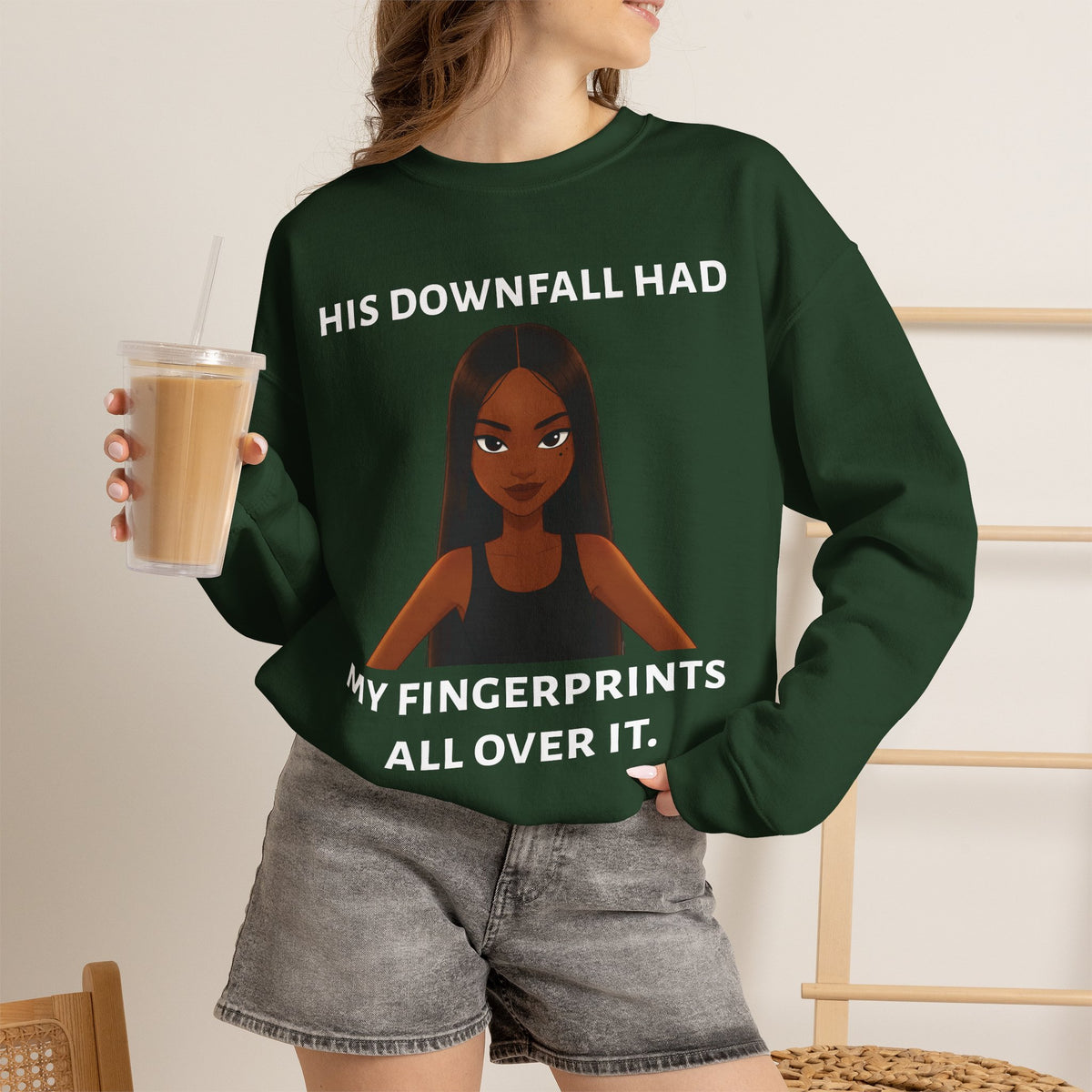 "his downfall" Graphic Crewneck Sweatshirt