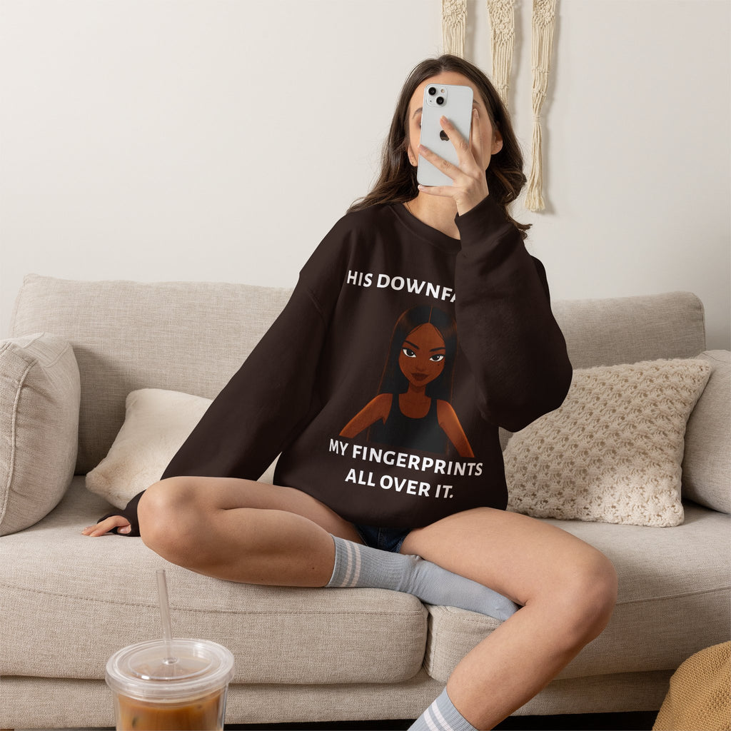 "his downfall" Graphic Crewneck Sweatshirt