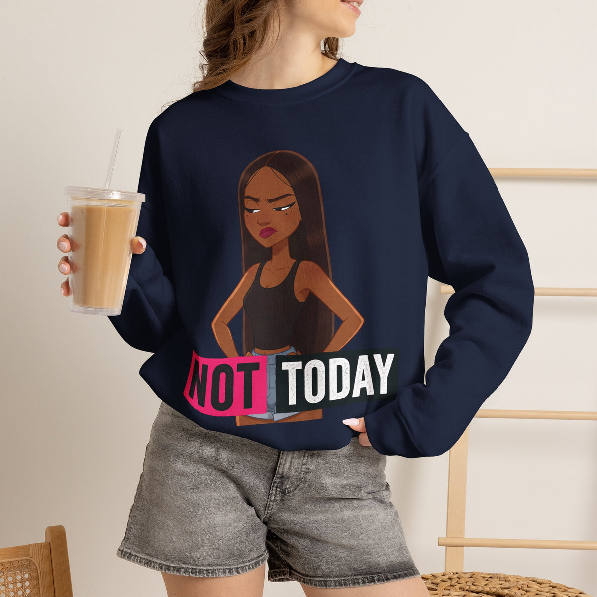"Not Today" Graphic Crewneck Sweatshirt