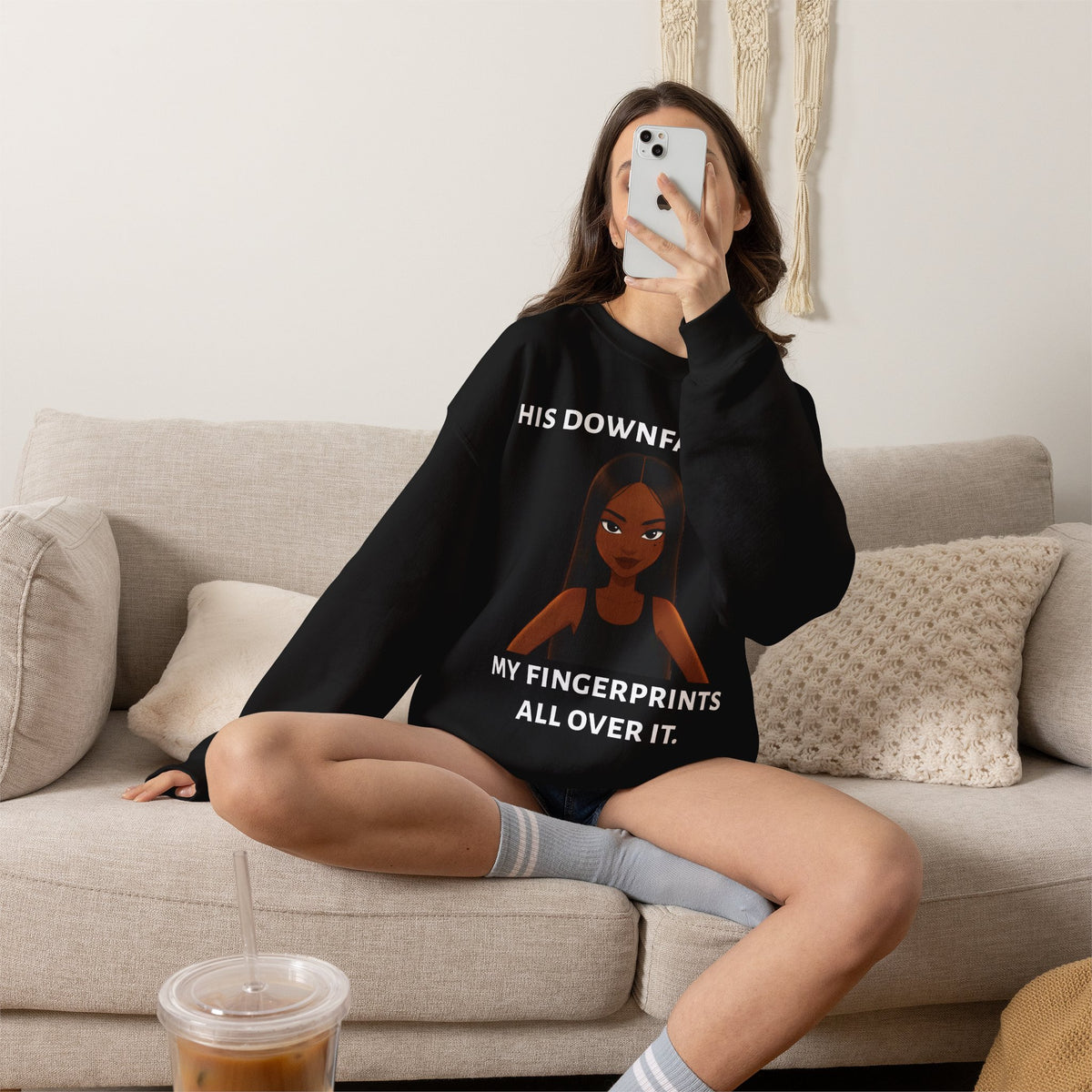 "his downfall" Graphic Crewneck Sweatshirt
