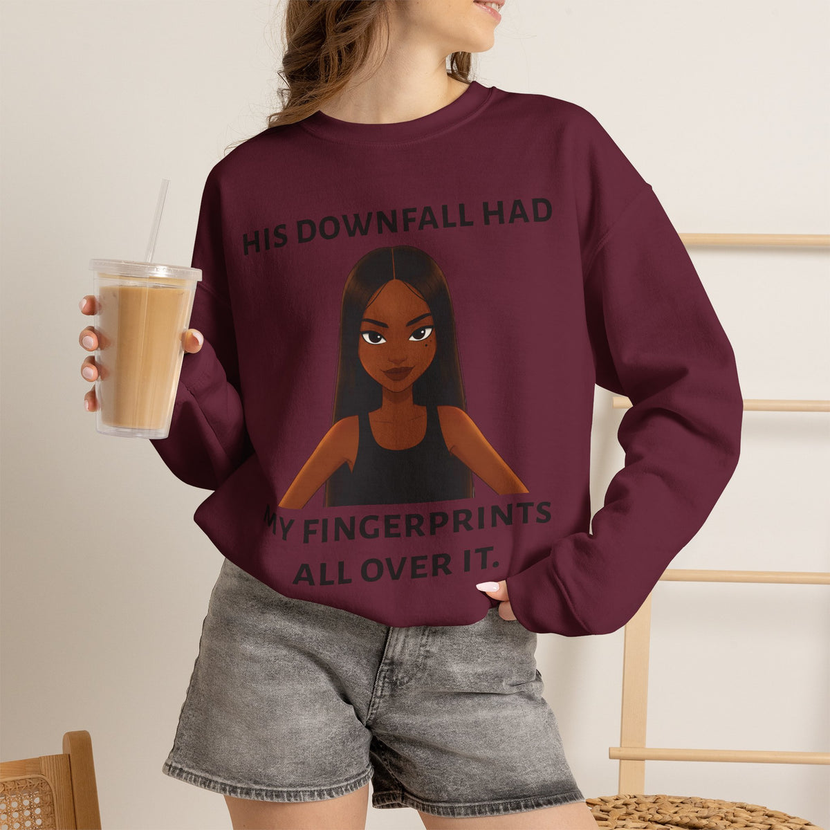 "his downfall" Graphic Crewneck Sweatshirt