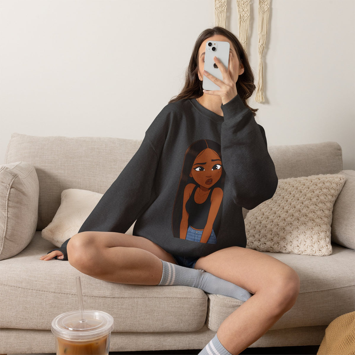 "???" Graphic Crewneck Sweatshirt