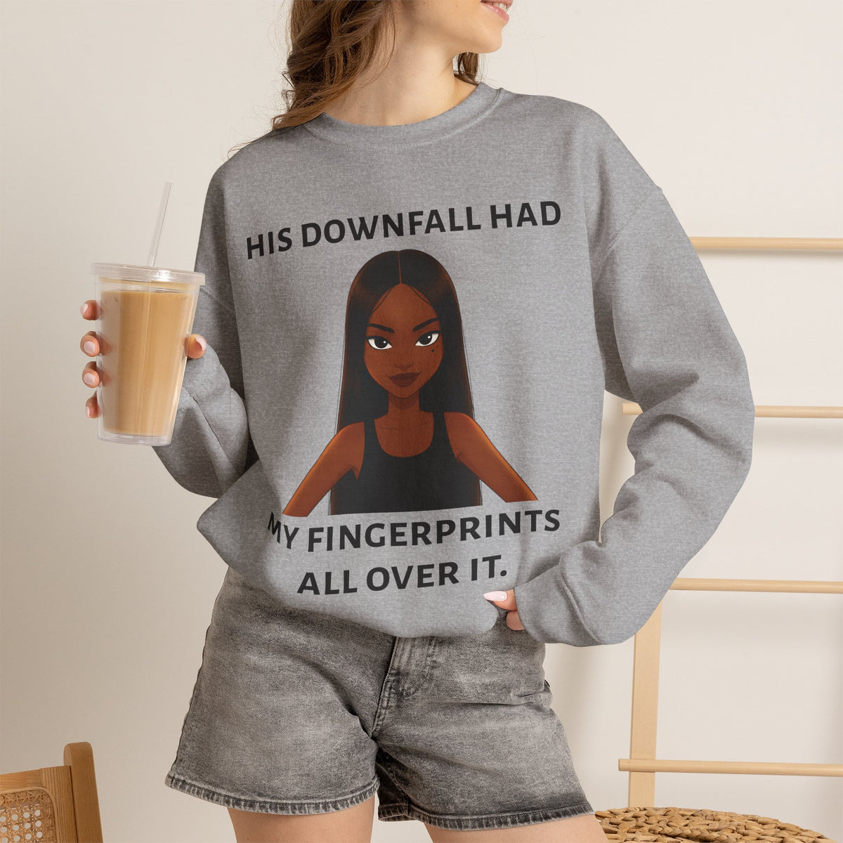 "his downfall" Graphic Crewneck Sweatshirt