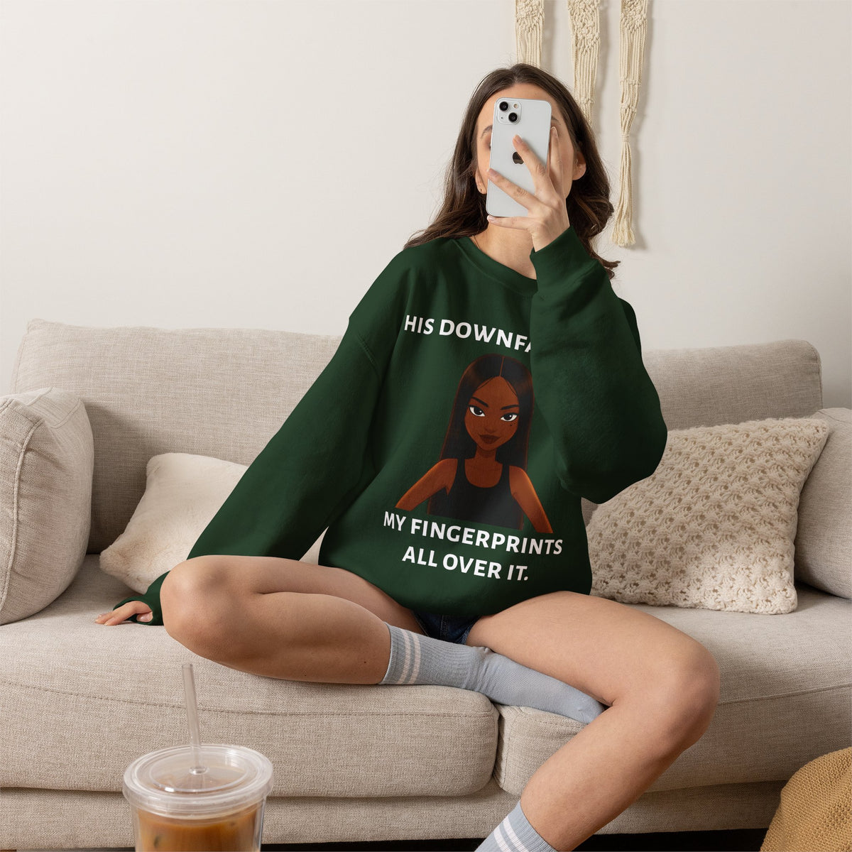 "his downfall" Graphic Crewneck Sweatshirt