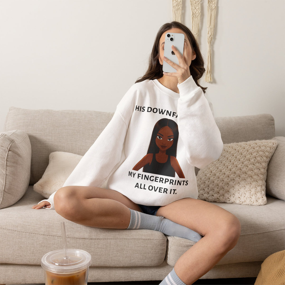"his downfall" Graphic Crewneck Sweatshirt