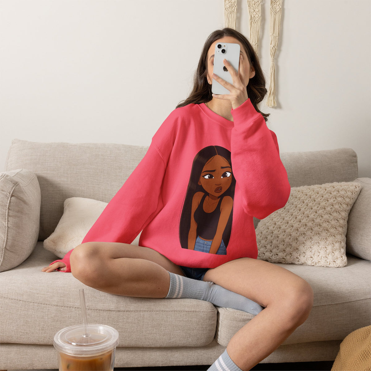 "???" Graphic Crewneck Sweatshirt