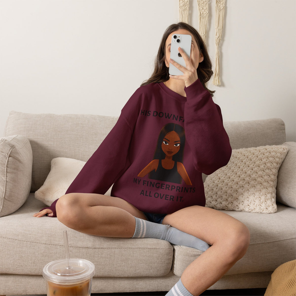 "his downfall" Graphic Crewneck Sweatshirt