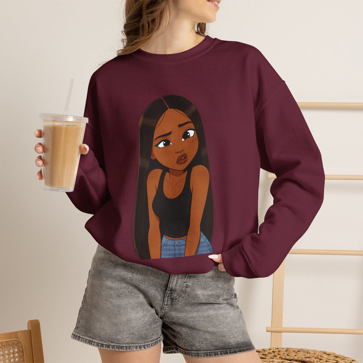 "???" Graphic Crewneck Sweatshirt