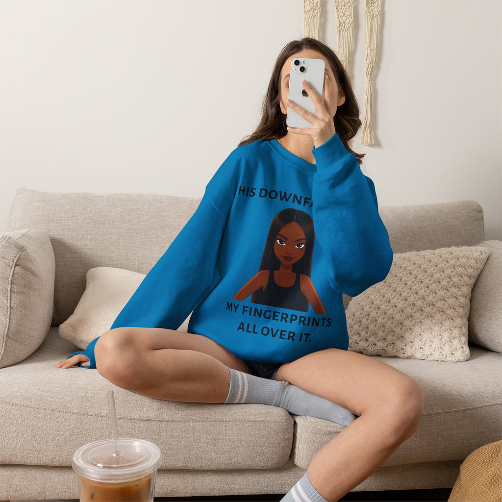 "his downfall" Graphic Crewneck Sweatshirt