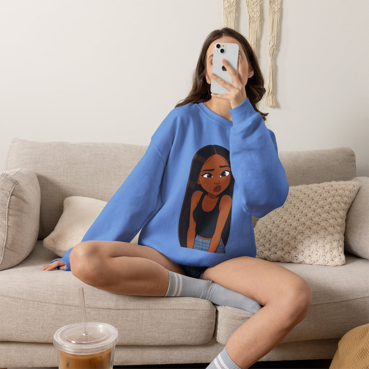 "???" Graphic Crewneck Sweatshirt